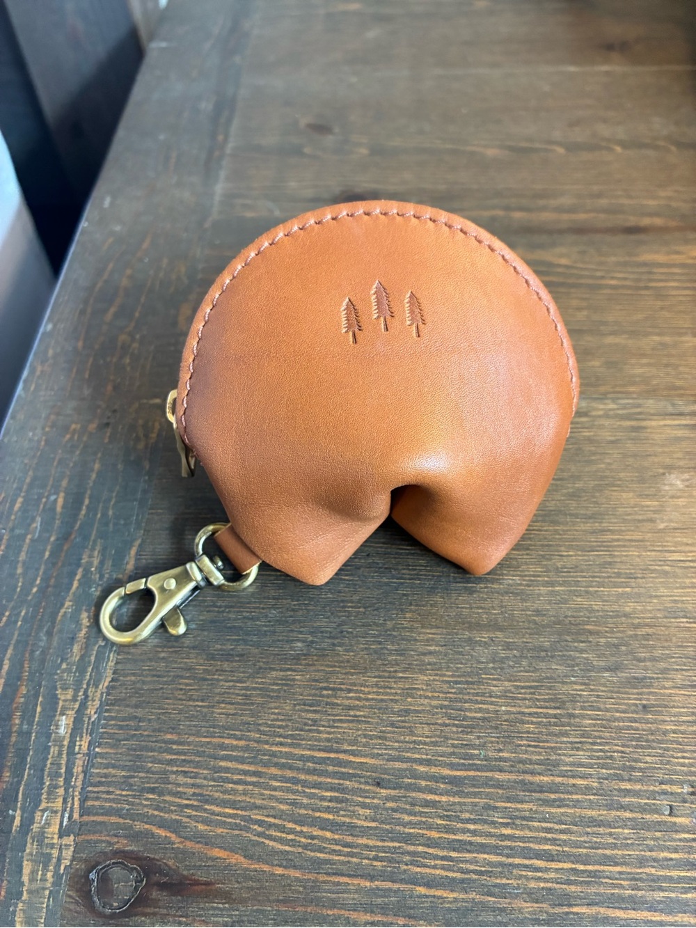 Brand new Portland Leather goods fortune cookie Keychain pouch, in honey 🍯